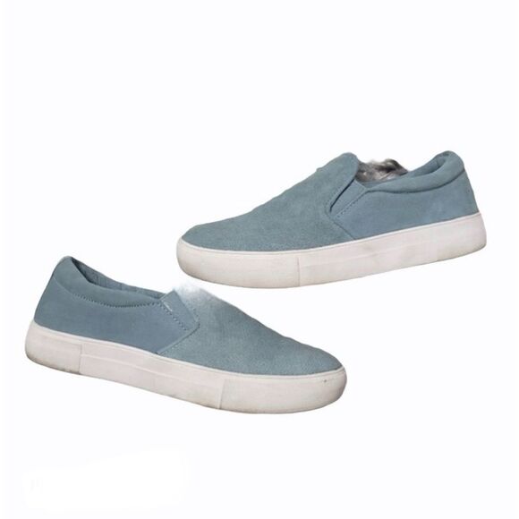 Serra Blue Faux Suede Slip On Style Sneakers Light Blue & White Women’s US Sz 8 - Picture 5 of 9